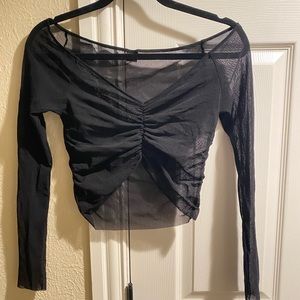 Black mesh crop top -M/L